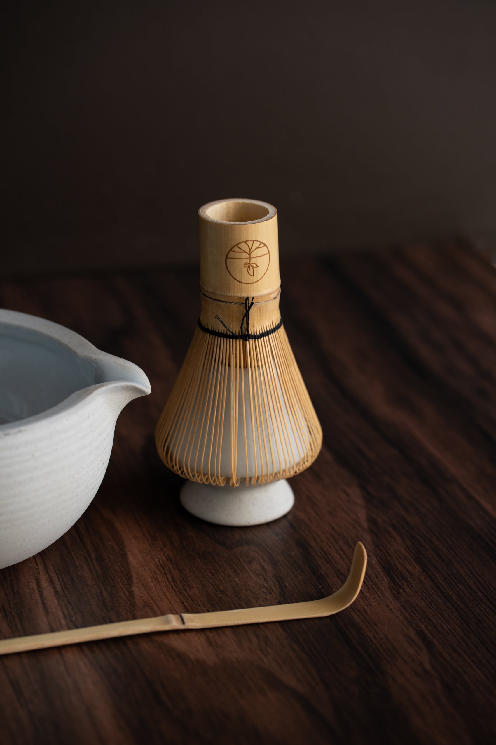 Matcha klopper en lepel